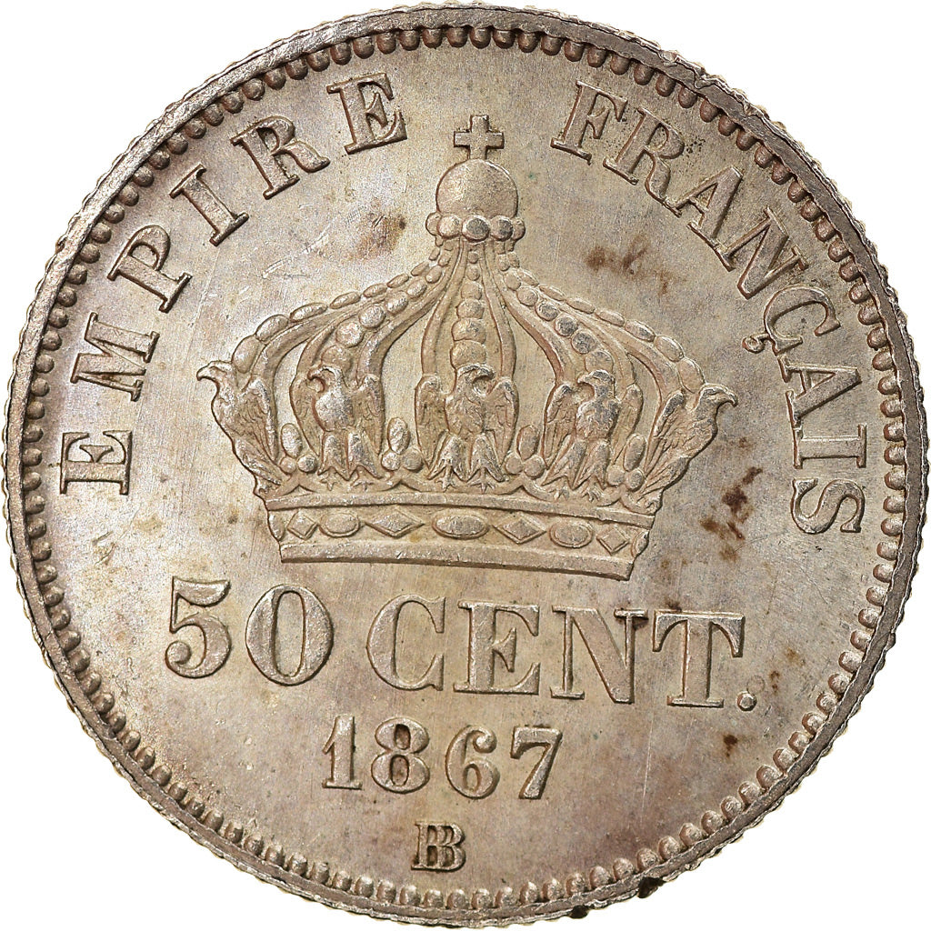 Coin, France, Napoleon III, Napoléon III, 50 Centimes, 1867, Strasbourg