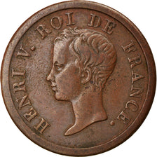 França, Medal, Henri V, História, Majorité d'Henri V, 1833, EF(40-45), Bronze