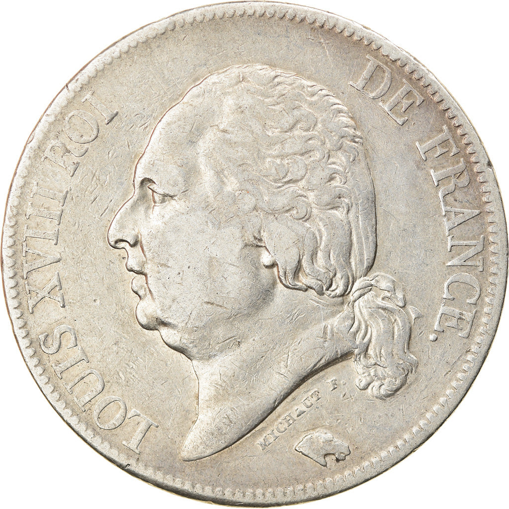 Munten, Frankrijk, Louis XVIII, Louis XVIII, 5 Francs, 1822, Paris, FR+, Zilver