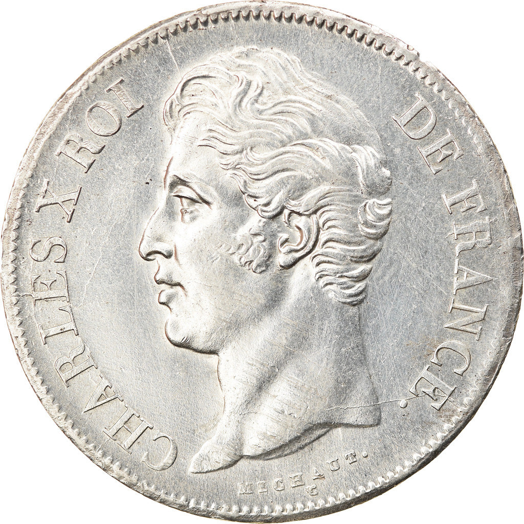 Coin, France, Charles X, 5 Francs, 1827, Toulouse, AU(50-53), Silver, KM:728.9