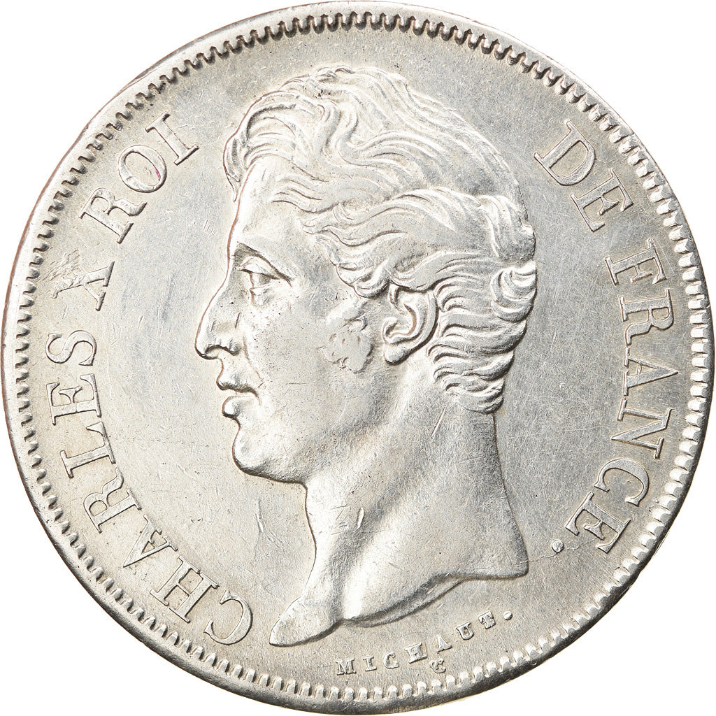 Moeda, França, Charles X, 5 Francs, 1828, Toulouse, EF(40-45), Prata, KM:728.9