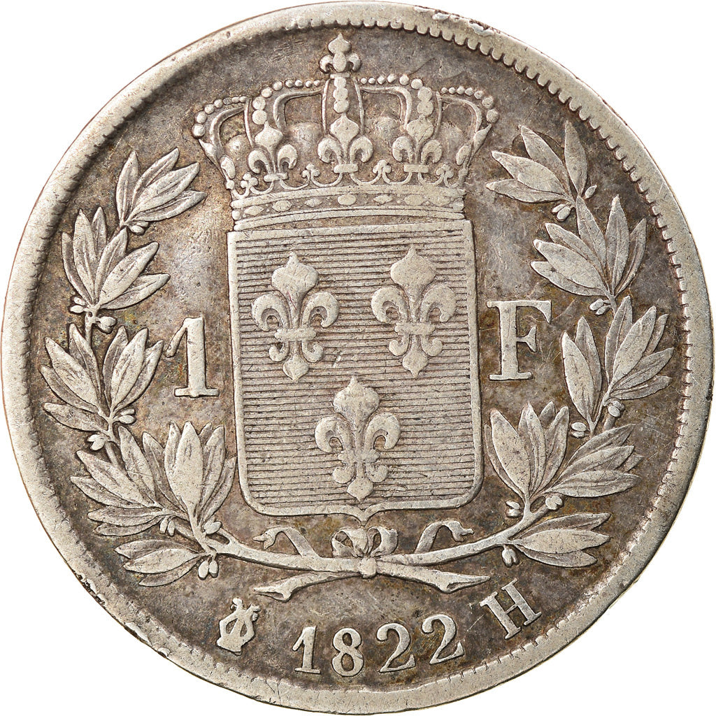 Monnaie, France, Louis XVIII, Louis XVIII, Franc, 1822, La Rochelle, Rare, TTB