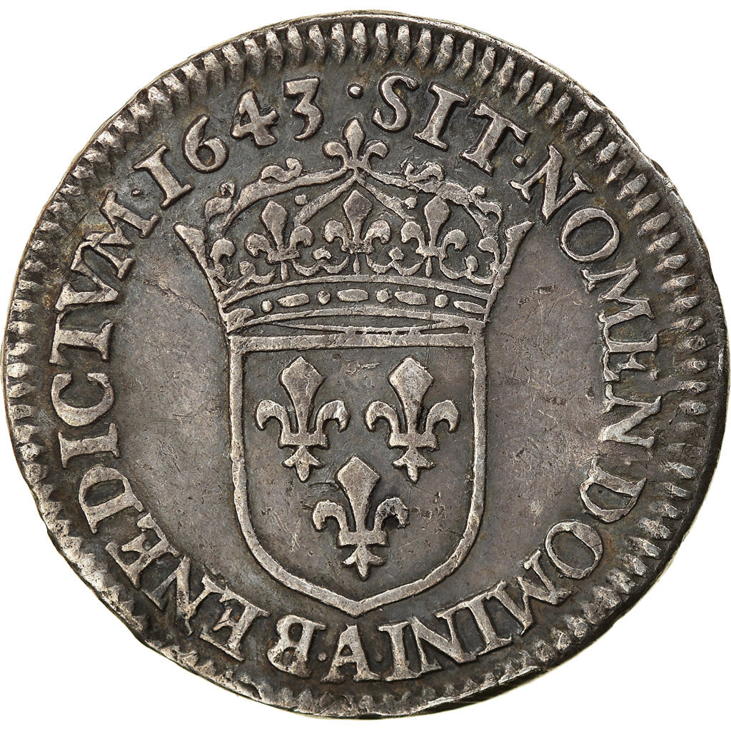 Monnaie, France, Louis XIII, 1/12 Ecu, 1643, Paris, 2ème poinçon de Warin