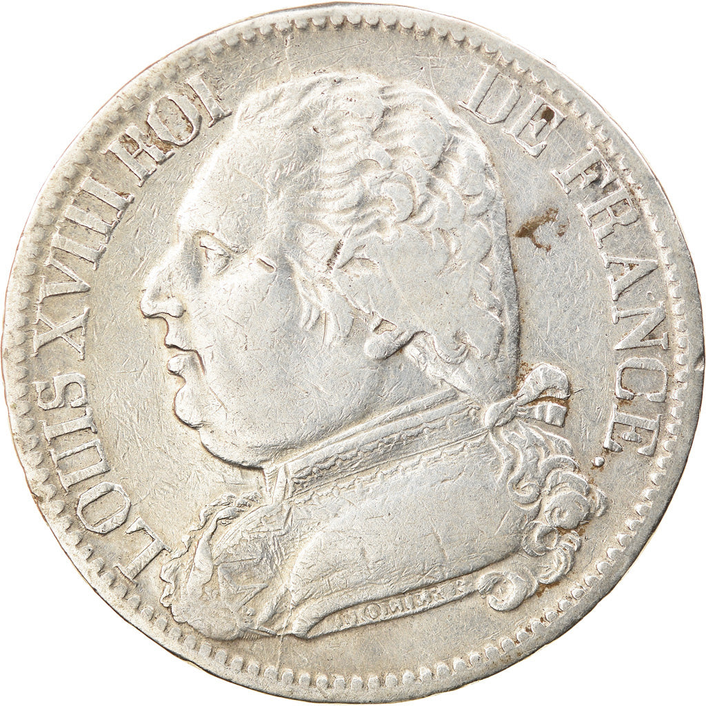Coin, France, Louis XVIII, Louis XVIII, 5 Francs, 1814, Perpignan, VF(30-35)