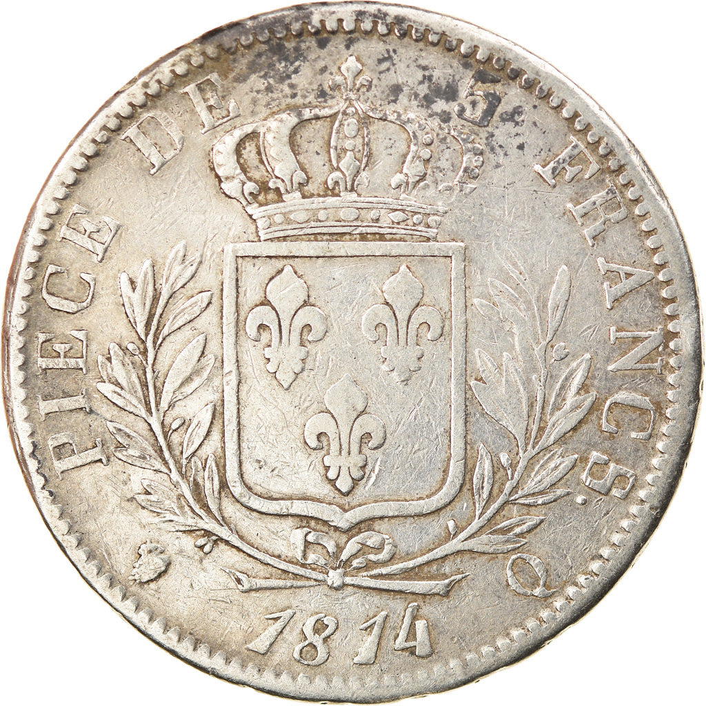 Coin, France, Louis XVIII, Louis XVIII, 5 Francs, 1814, Perpignan, VF(30-35)