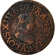 Monnaie, France, Louis XIII, Denier tournois, buste enfantin « petite