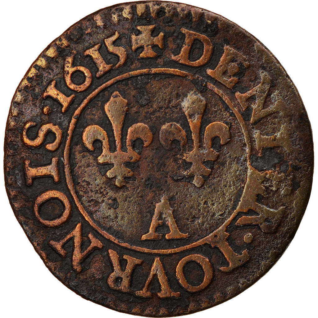 Monnaie, France, Louis XIII, Denier tournois, buste enfantin « petite
