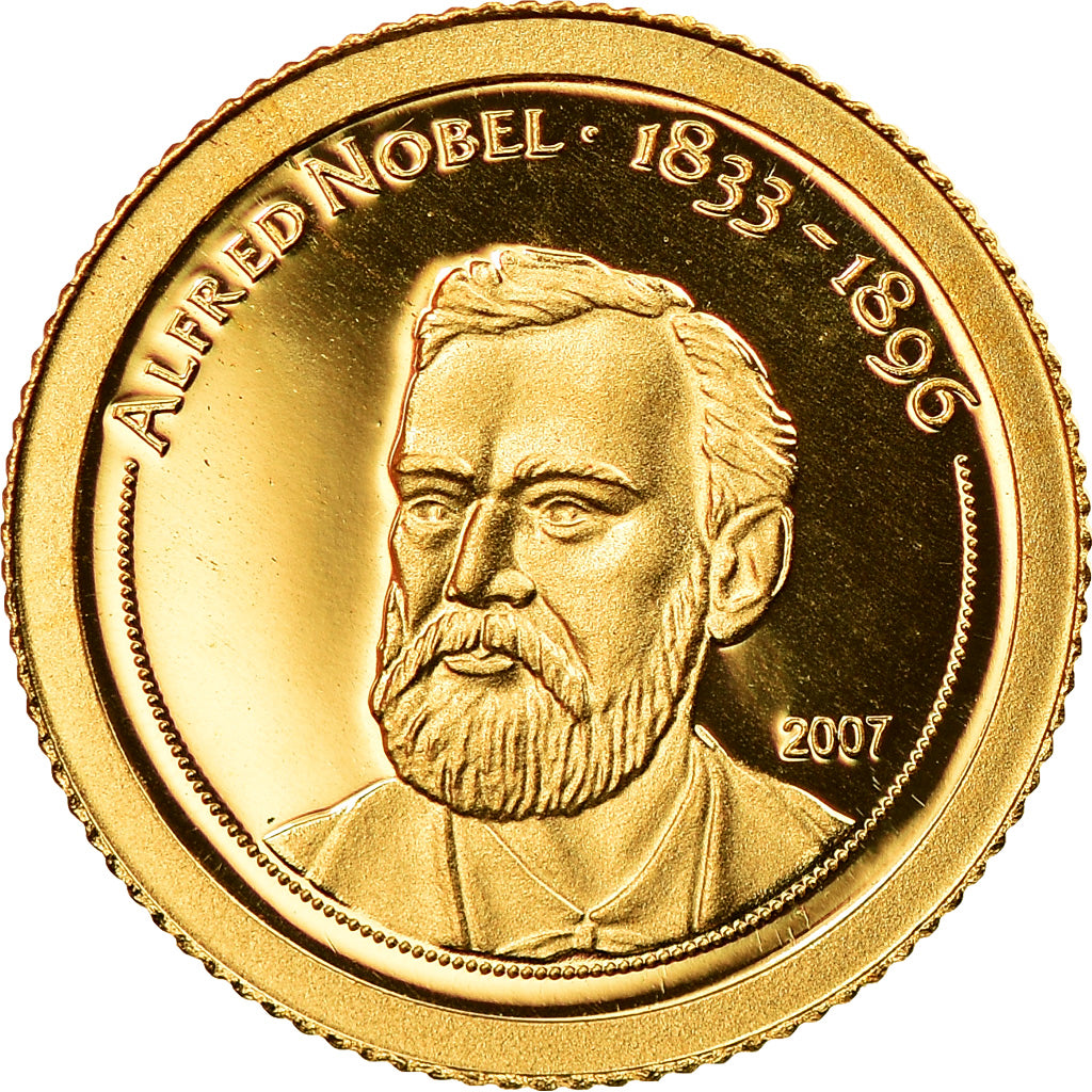 Monnaie, Mongolie, Alfred Nobel, 500 Tugrik, 2007, FDC, Or
