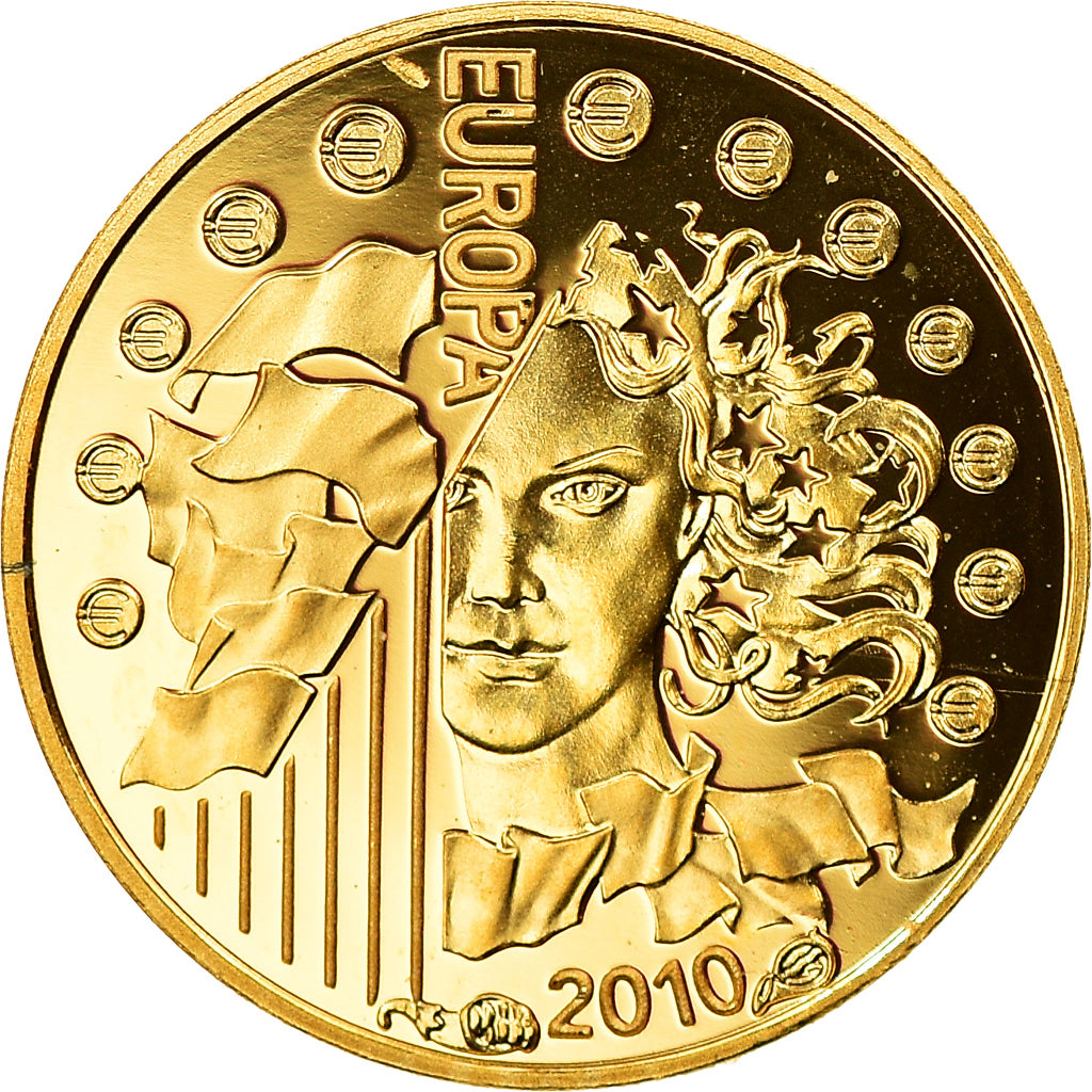 France, 5 Euro, Abbaye de Cluny, 2010, Paris, MS(65-70), Gold, KM:1680