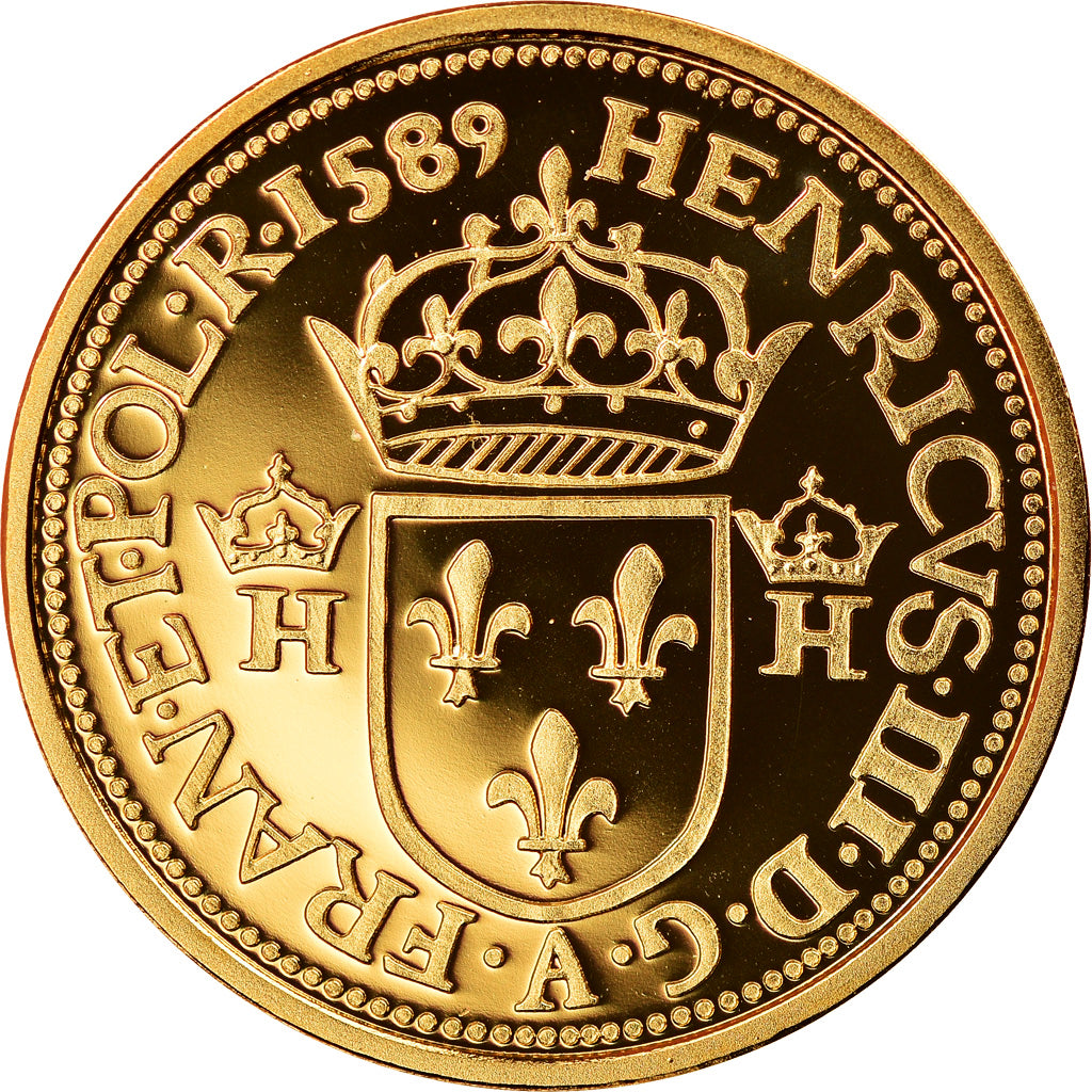 Francia, medalla, Reproduction, Ecu d'or, Henri III, FDC, Oro