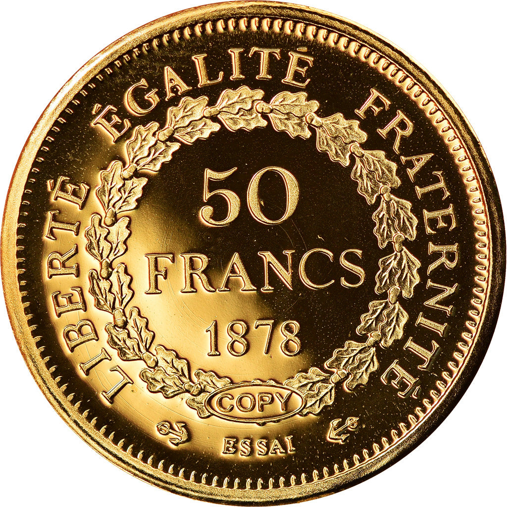France, Medal, Réplique Essai 50 Francs Génie, MS(65-70), Gold
