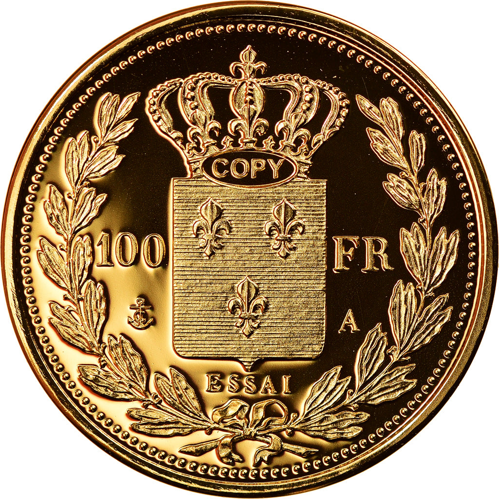 France, Médaille, Reproduction, 100 Francs Essai, Charles X, FDC, Or