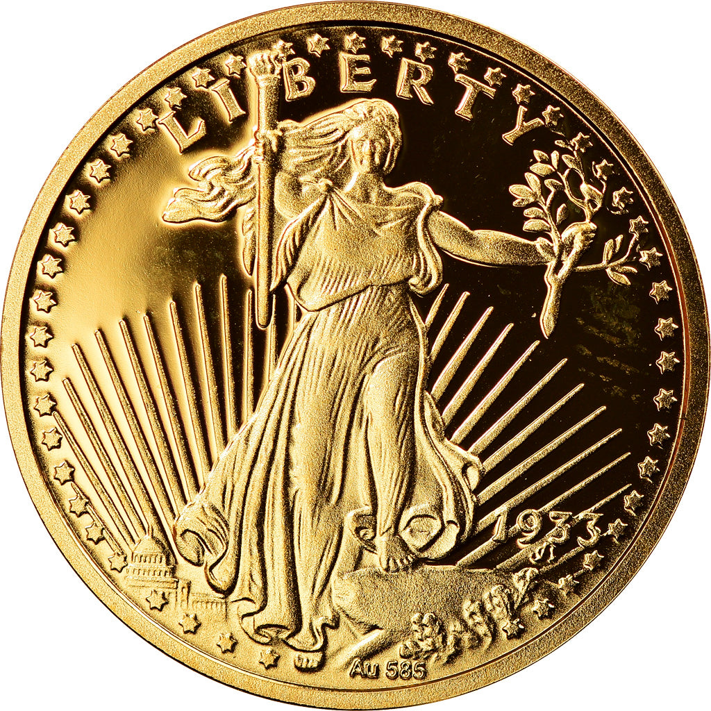 Frankrijk, Medaille, Reproduction Twenty Dollars Liberty, FDC, Goud