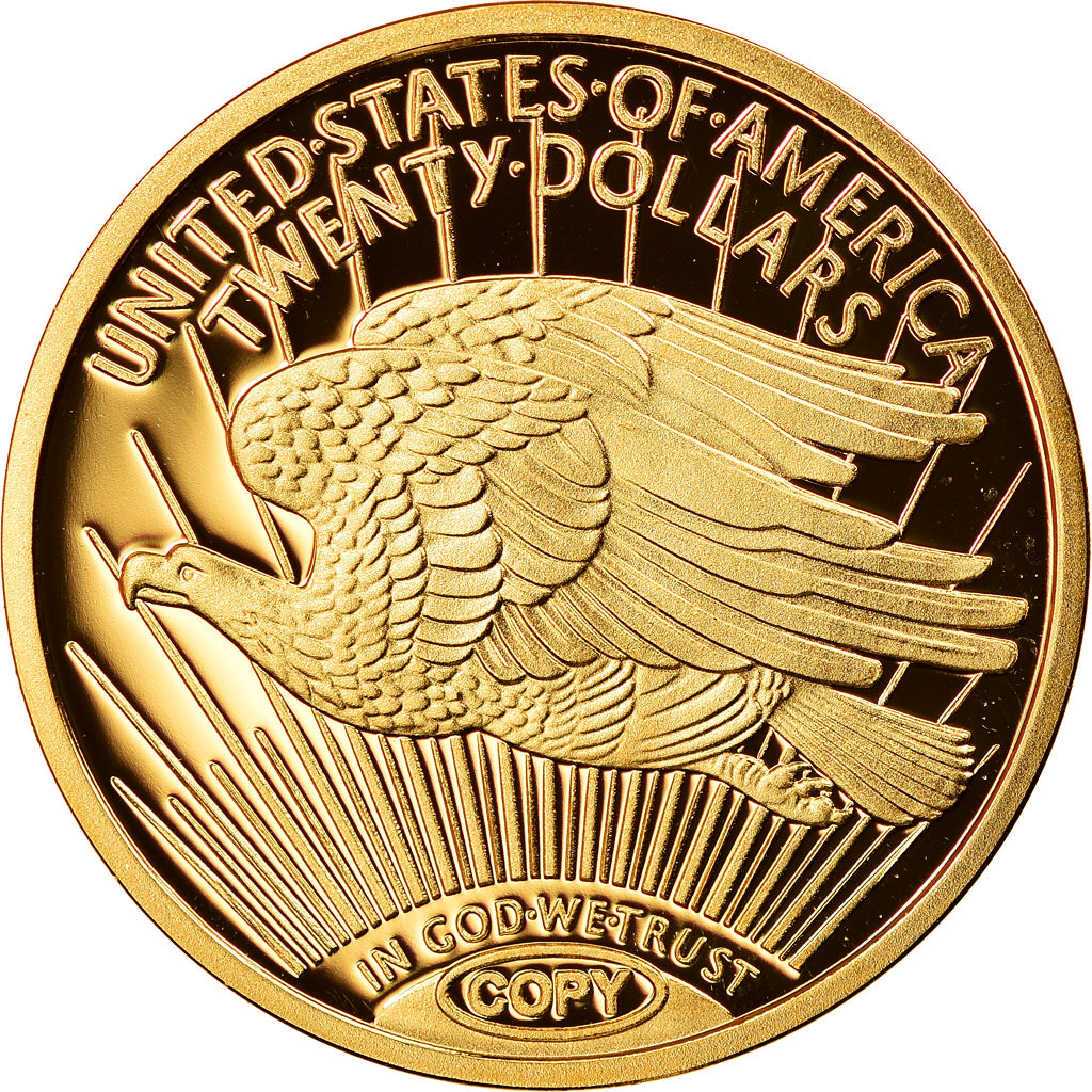 Frankrijk, Medaille, Reproduction Twenty Dollars Liberty, FDC, Goud