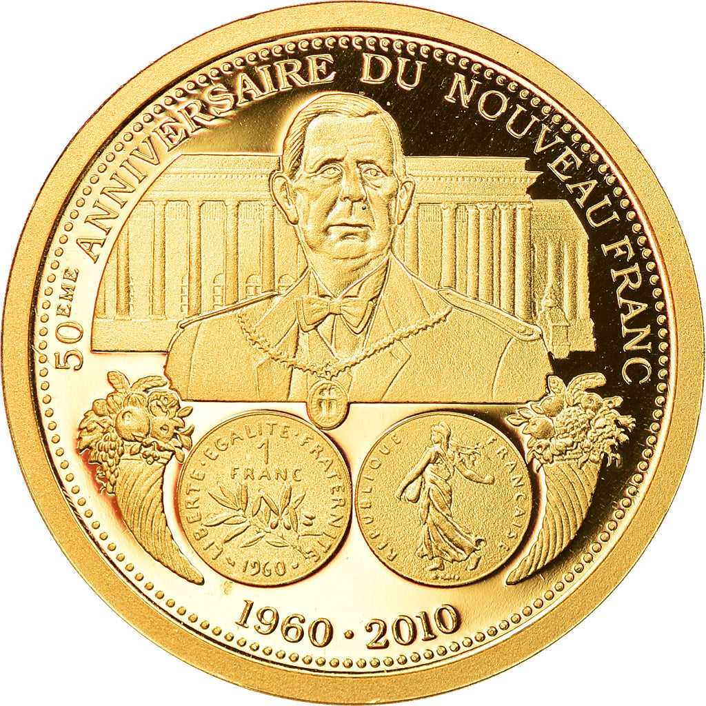 Frankrijk, Medaille, Charles de Gaulle, 50eme anniversaire du Nouveau Franc