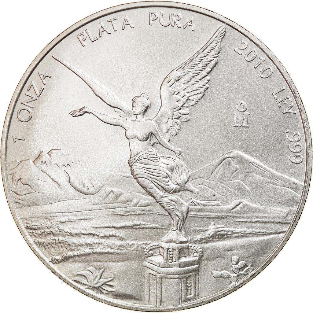 Coin, Mexico, Onza, Troy Ounce of Silver, 2010, Mexico City, MS(65-70), Silver