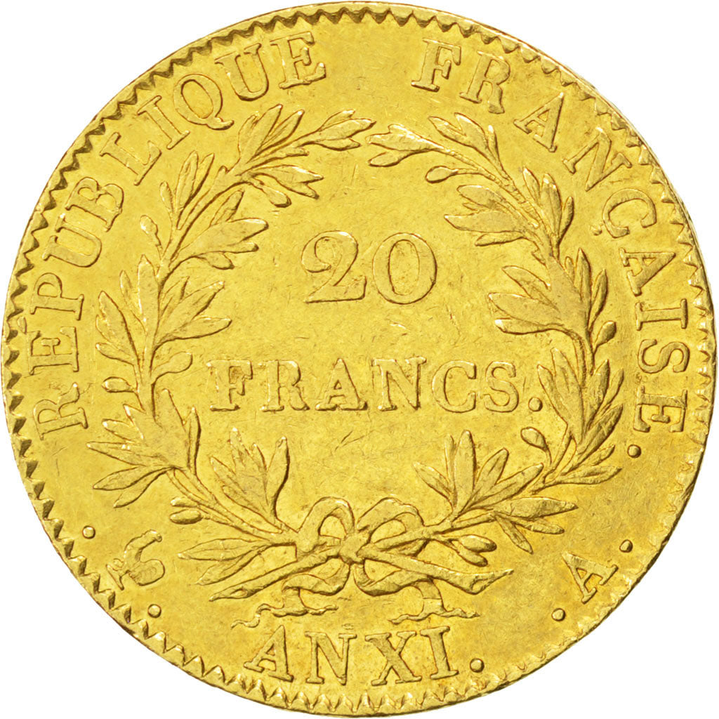 Consulat, Bonaparte Premier Consul, 20 Francs Or An XI A, KM 651
