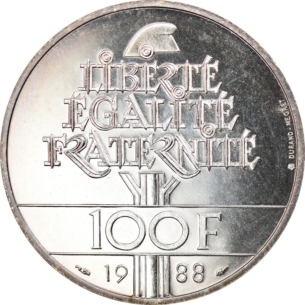 Coin, France, Fraternité, 100 Francs, 1988, MS(65-70), Silver, KM:966