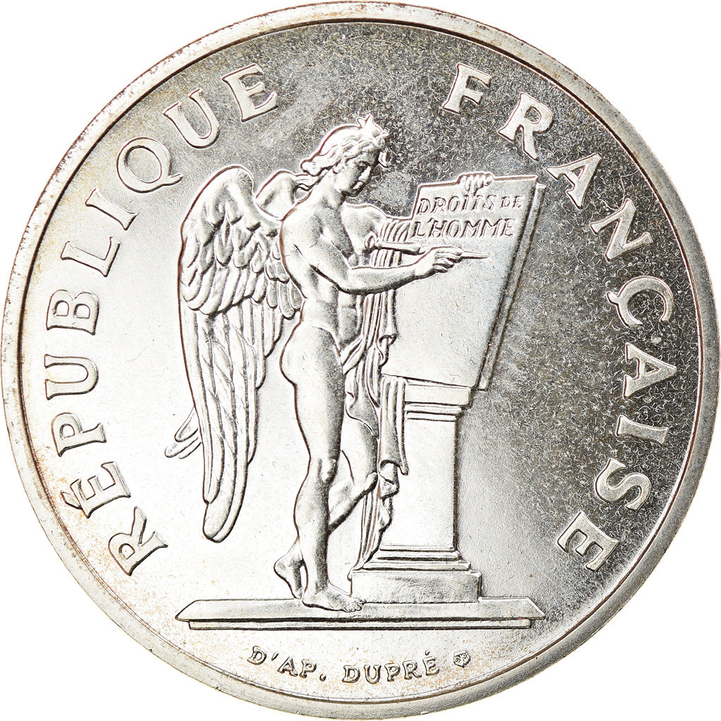 Coin, France, Droits de l'Homme, 100 Francs, 1989, MS(65-70), Silver, KM:970
