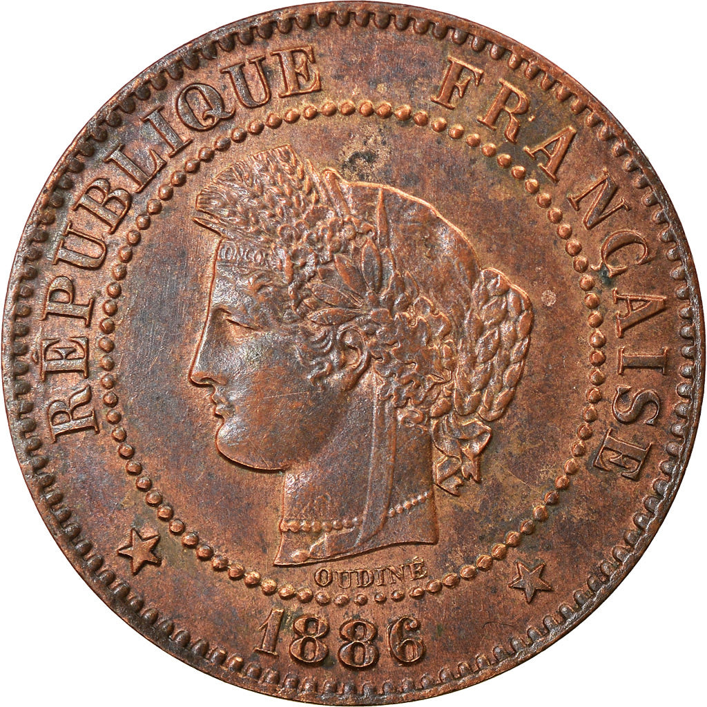 Moneta, Francja, Cérès, 2 Centimes, 1886, Paris, AU(55-58), Bronze, KM:827.1