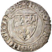 Monnaie, France, Charles VI, Blanc Guénar, Saint-Quentin, TTB, Billon