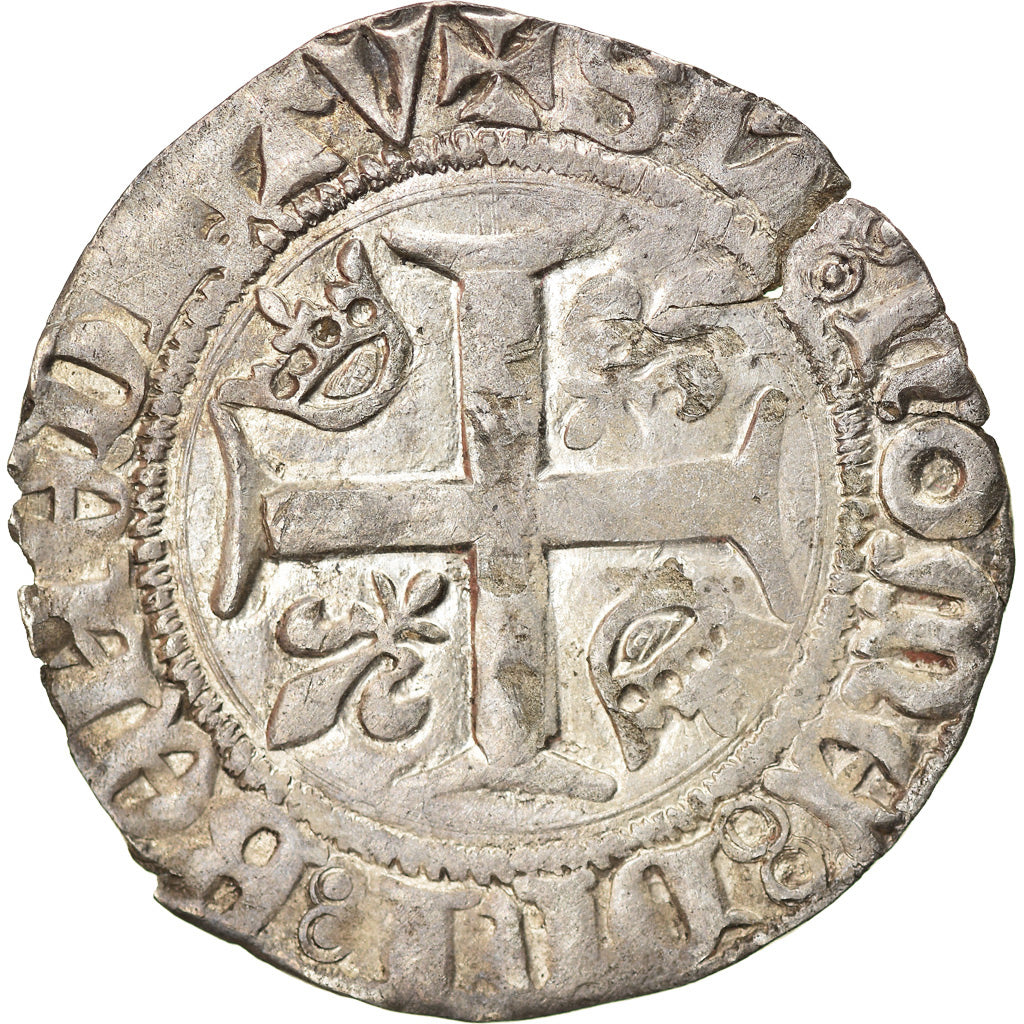 Coin, France, Charles VI, Blanc Guénar, Saint-Quentin, EF(40-45), Billon