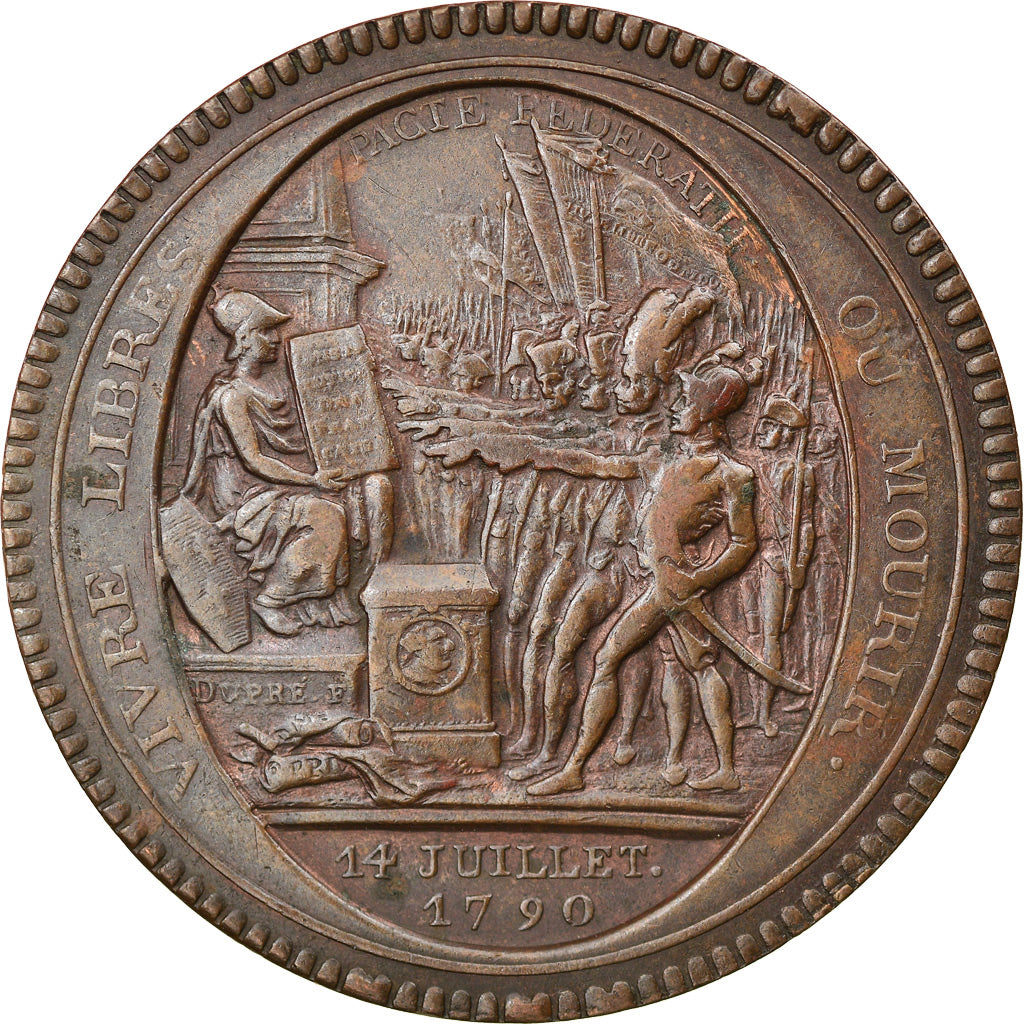 Coin, France, Monneron, 5 sols au serment, 1792, Paris, EF(40-45), Bronze