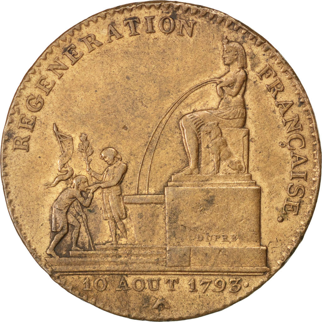 FRANCE, 5 Décimes, 1794, Paris, EF(40-45), Bronze, Le Franc #172A, Brandon #98,