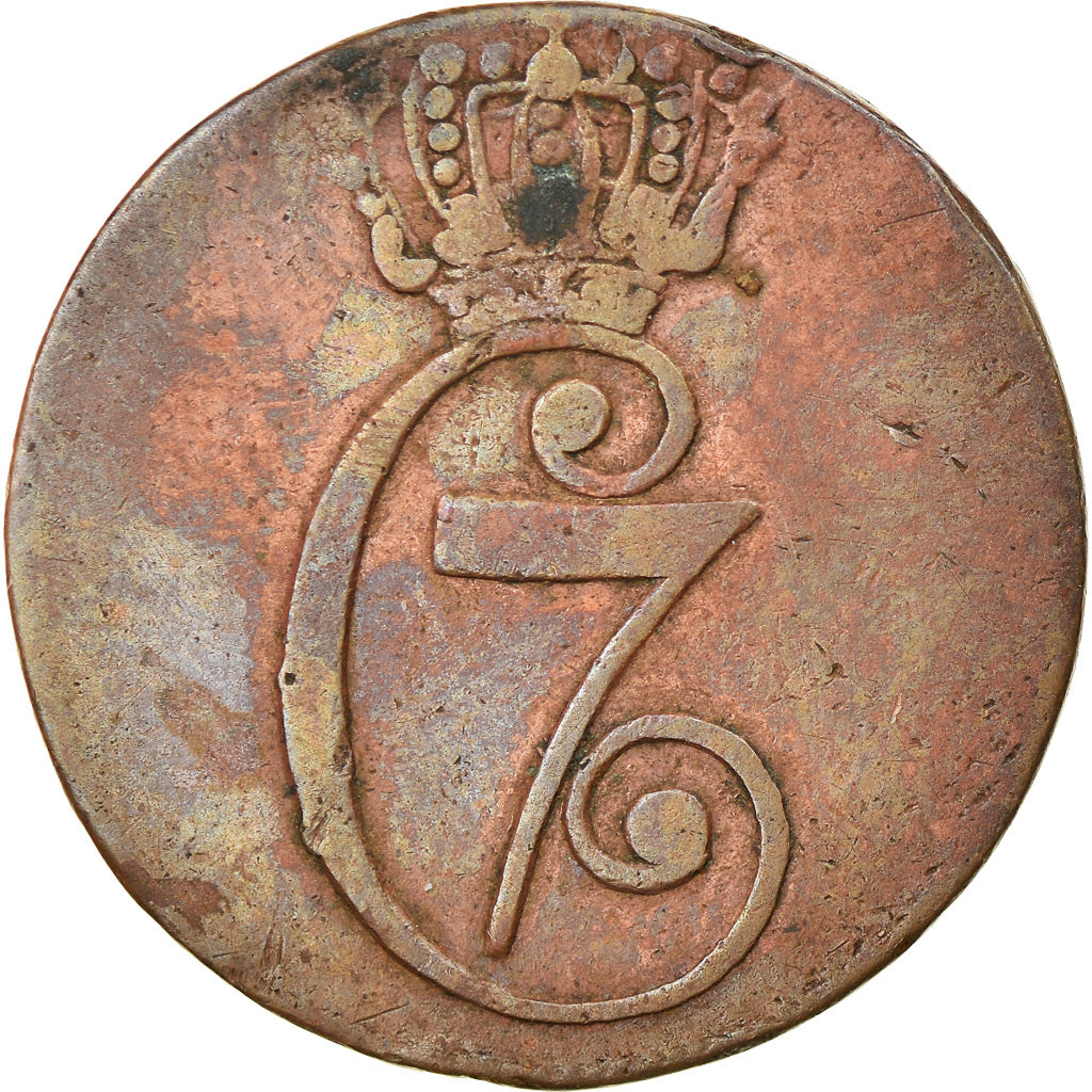 Monnaie, Danemark, Christian VII, 1/2 Skilling, 1771, Altona, TB+, Cuivre