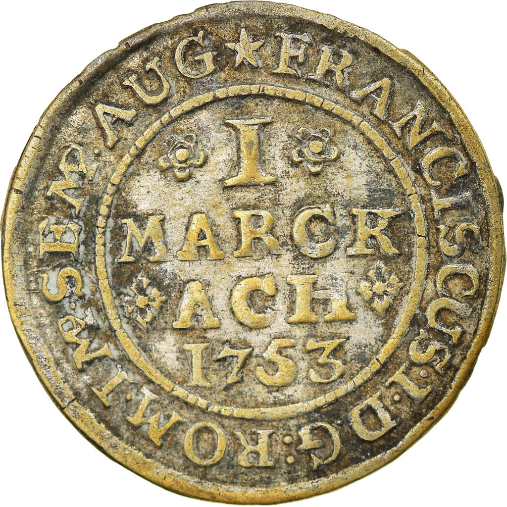 Coin, German States, AACHEN, Marck, 1753, Aachen, AU(50-53), Silver, KM:47