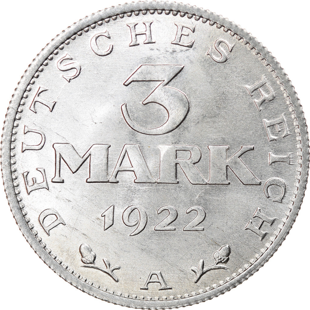 Monnaie, Allemagne, République de Weimar, 3 Mark, 1922, Berlin, SUP, Aluminium