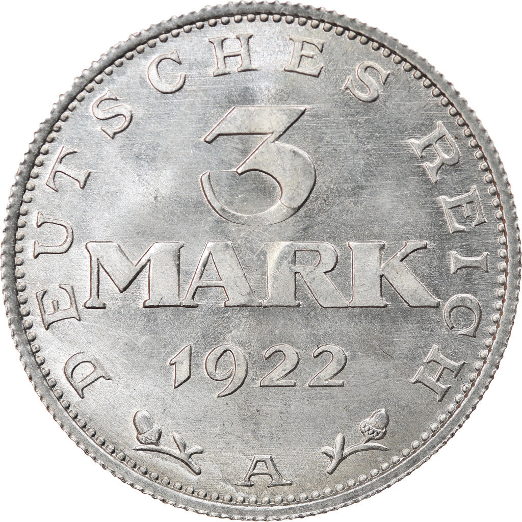 Monnaie, Allemagne, République de Weimar, 3 Mark, 1922, Berlin, SUP, Aluminium