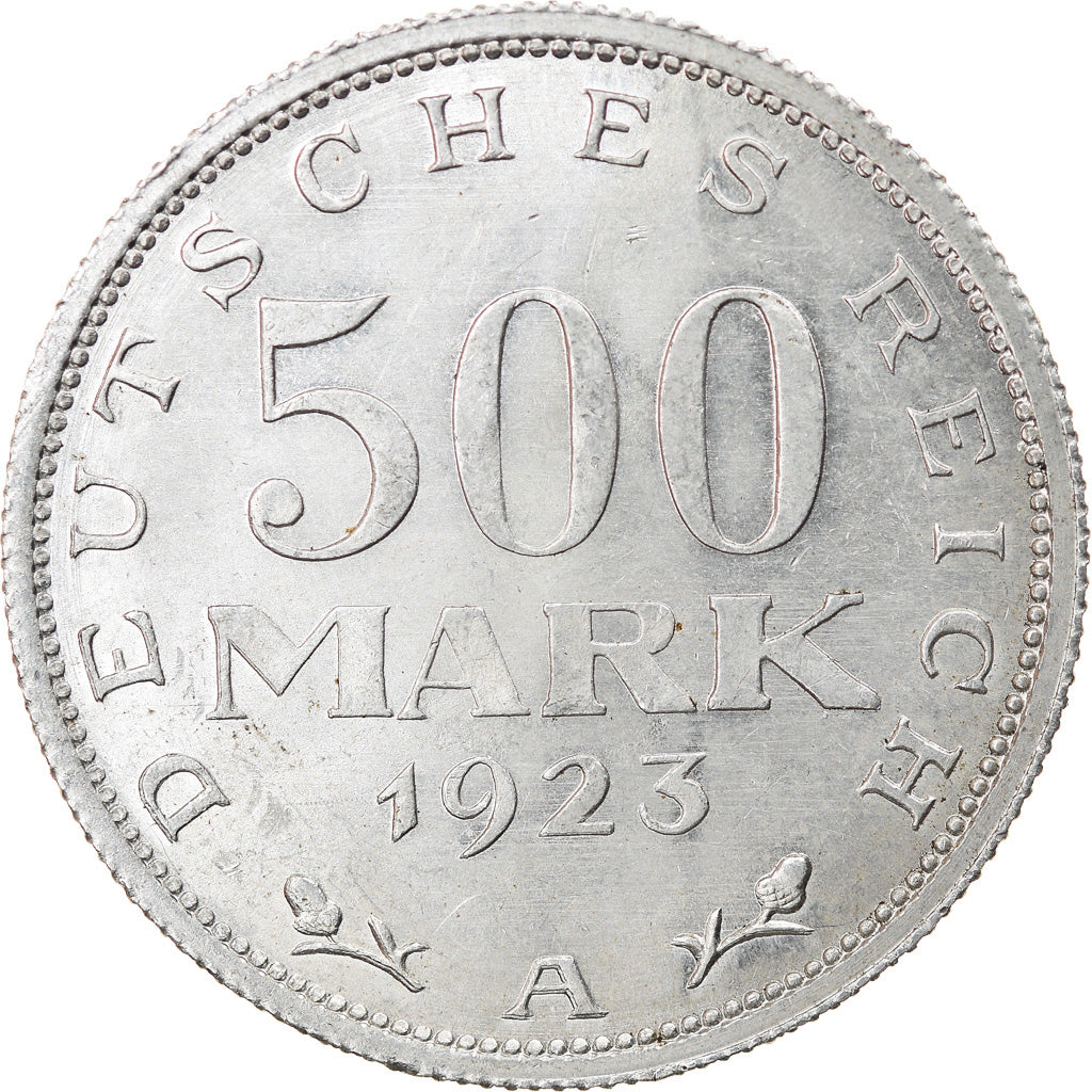 Coin, GERMANY, WEIMAR REPUBLIC, 500 Mark, 1923, Berlin, AU(55-58), Aluminum