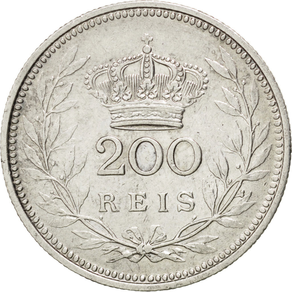 PORTUGAL, 200 Reis, 1909, Paris, KM #549, EF(40-45), Silver, 4.93