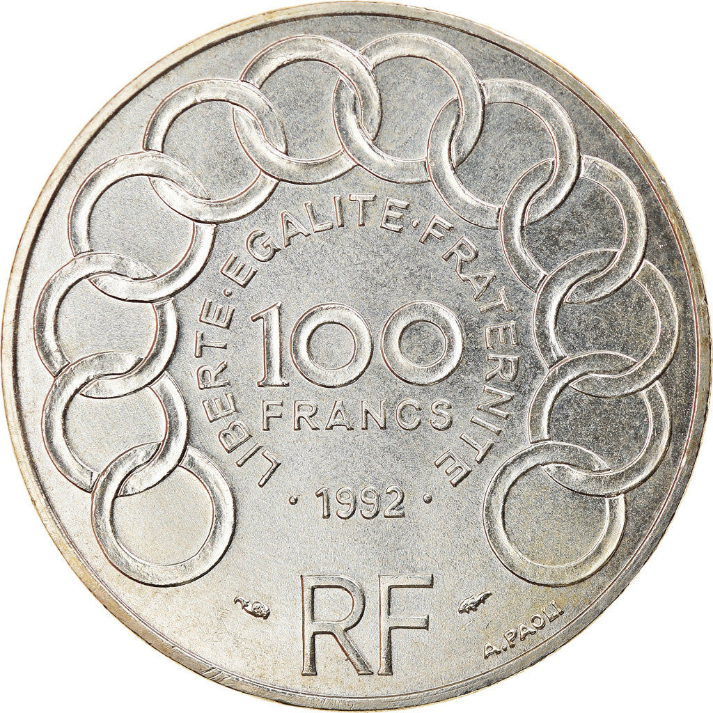Coin, France, Jean Monnet, 100 Francs, 1992, AU(55-58), Silver, KM:1120
