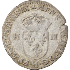 Moeda, França, Henri IV, Douzain, 1591, La Rochelle, VF(30-35), Prata
