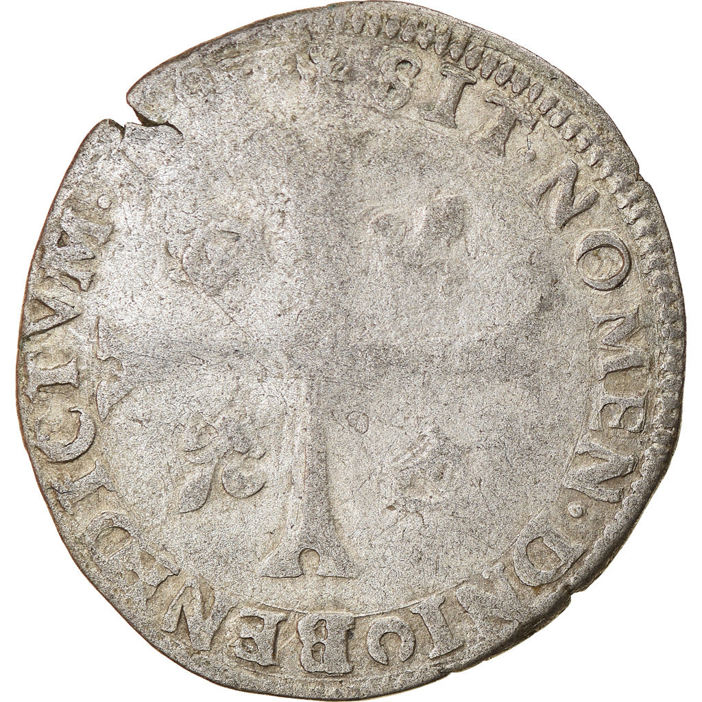 Monnaie, France, Henri IV, Douzain, 1591, La Rochelle, TB+, Argent, Sombart:4420