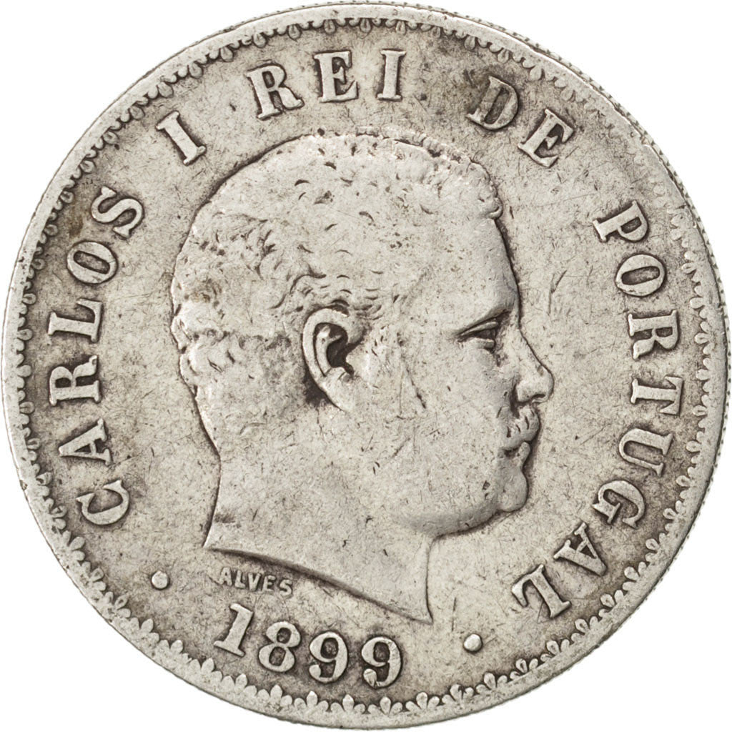 Moneta, Portogallo, Carlos I, 500 Reis, 1899, MB, Argento, KM:535