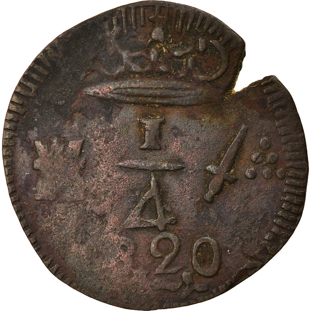 Monnaie, Colombie, 1/4 Réal, 1820, Santa Marta, TB+, Cuivre, KM:B4