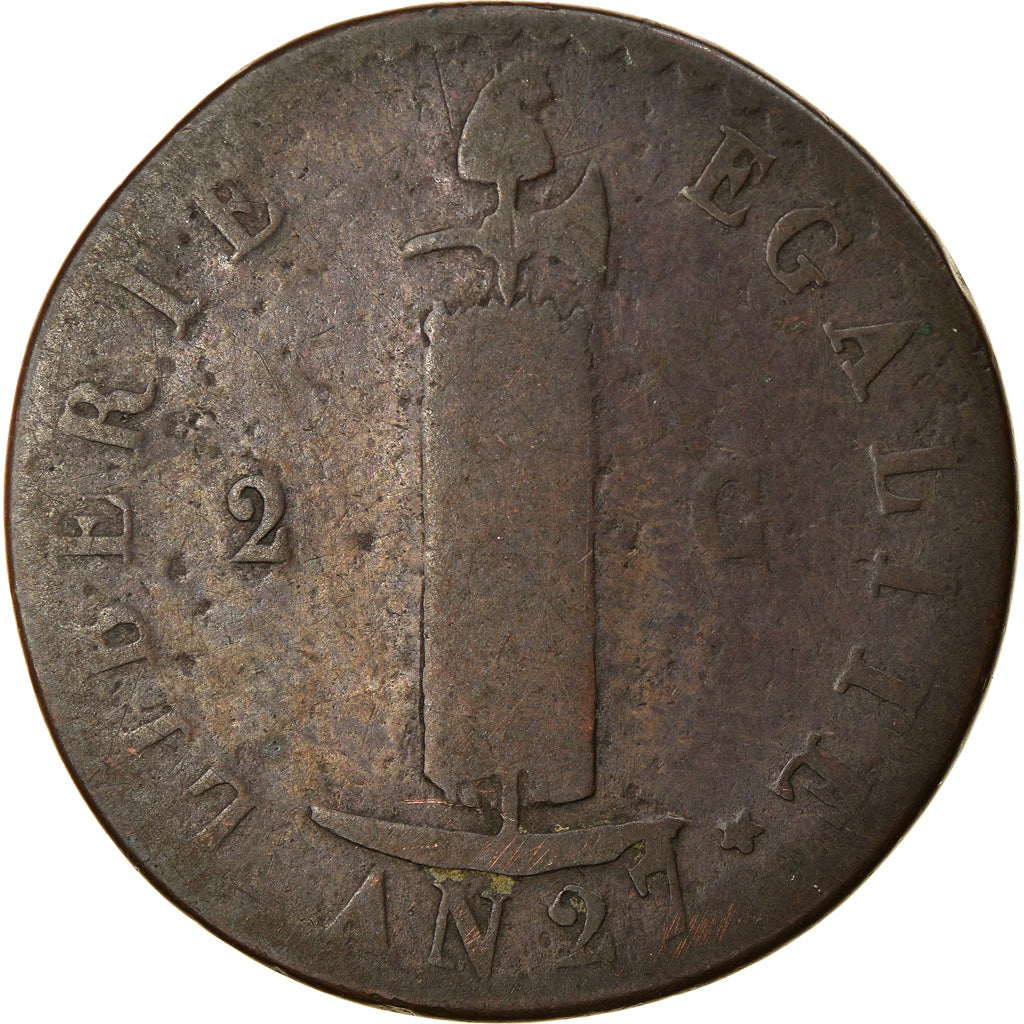Coin, Haiti, 2 Centimes, 1830, F(12-15), Copper, KM:A22