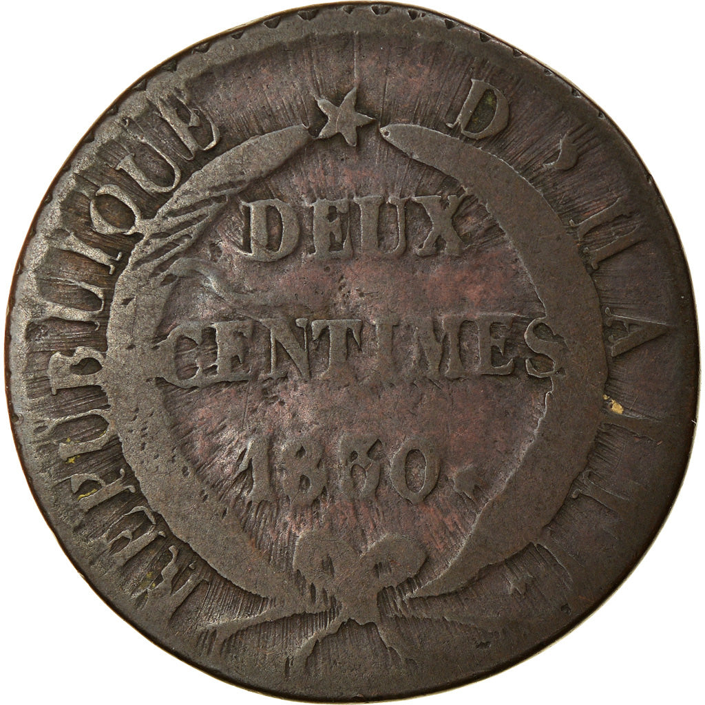 Coin, Haiti, 2 Centimes, 1830, F(12-15), Copper, KM:A22