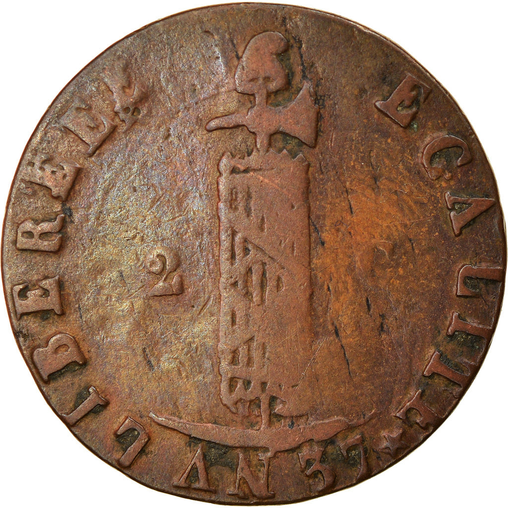 Munten, Haïti, 2 Centimes, 1840, FR+, Koper, KM:A22