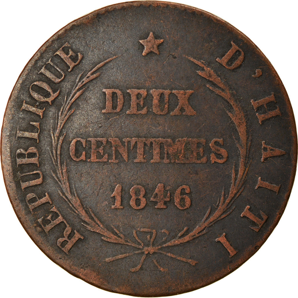 Coin, Haiti, 2 Centimes, 1846, VF(30-35), Copper, KM:26