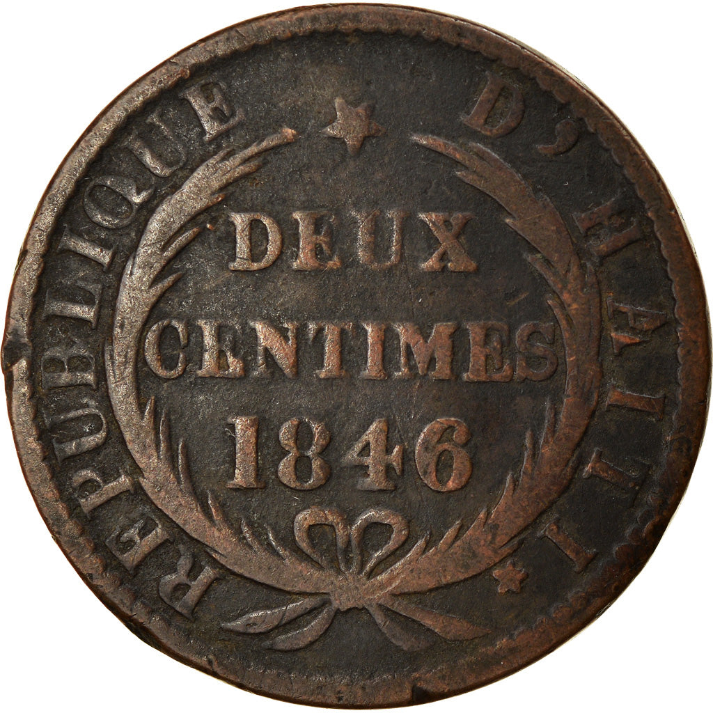 Monnaie, Haïti, 2 Centimes, 1846, TB, Cuivre, KM:26