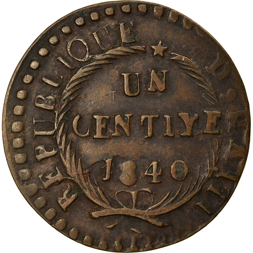 Moeda, Haiti, Centime, 1840, EF(40-45), Cobre, KM:A21