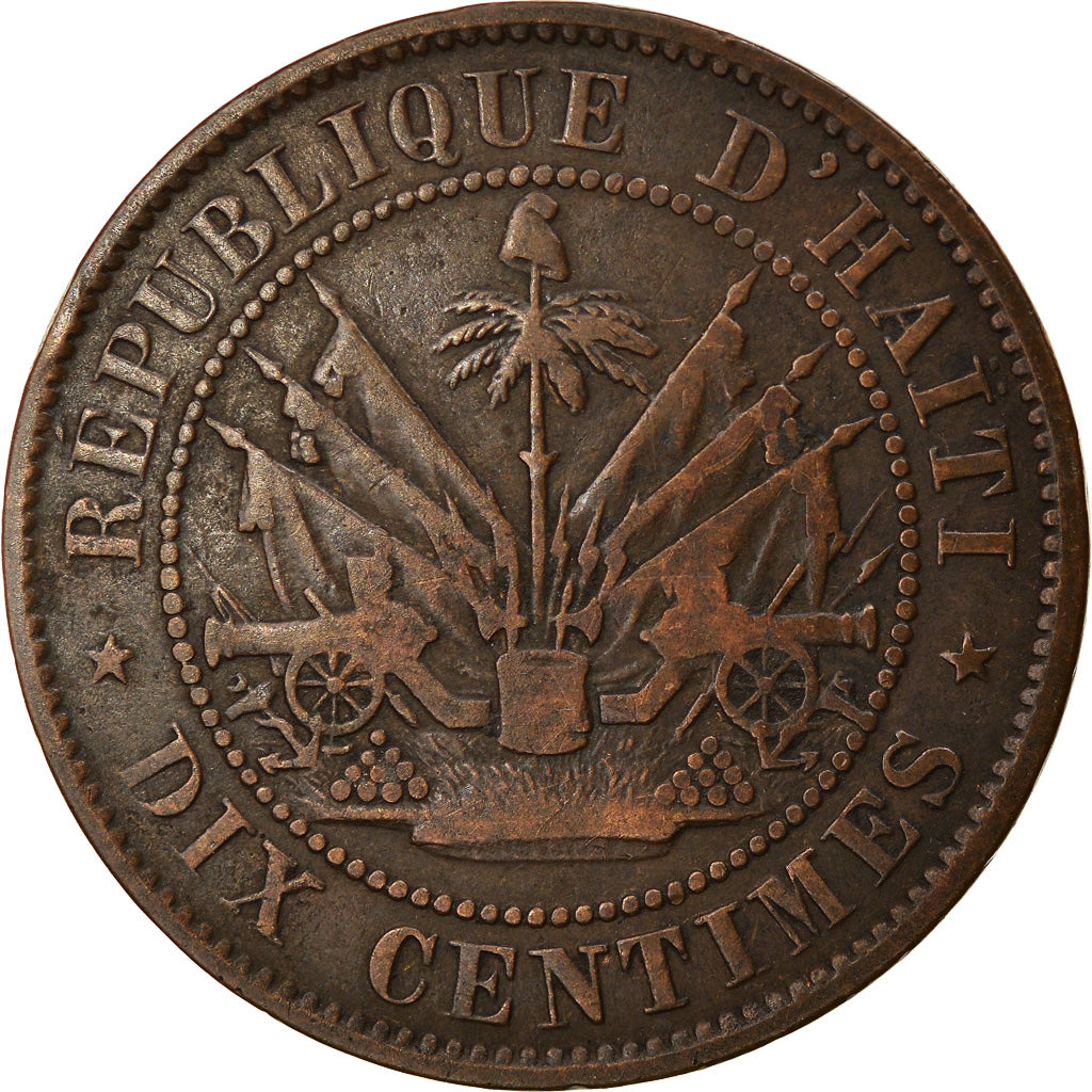 Coin, Haiti, 10 Centimes, 1863, EF(40-45), Bronze, KM:40