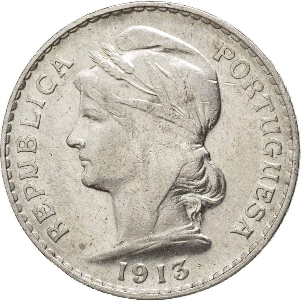 PORTUGAL, 50 Centavos, 1913, KM #561, EF(40-45), Silver, 12.35