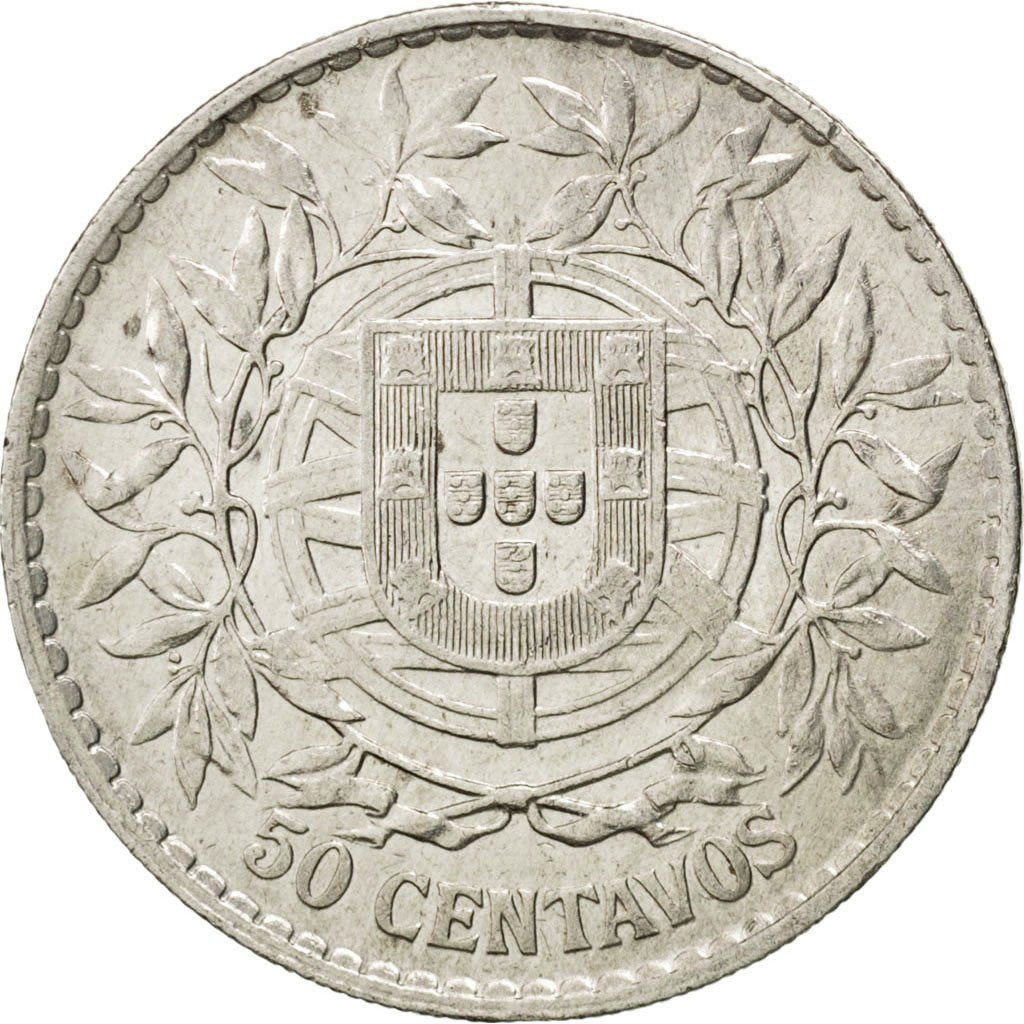 PORTUGAL, 50 Centavos, 1913, KM #561, EF(40-45), Silver, 12.35