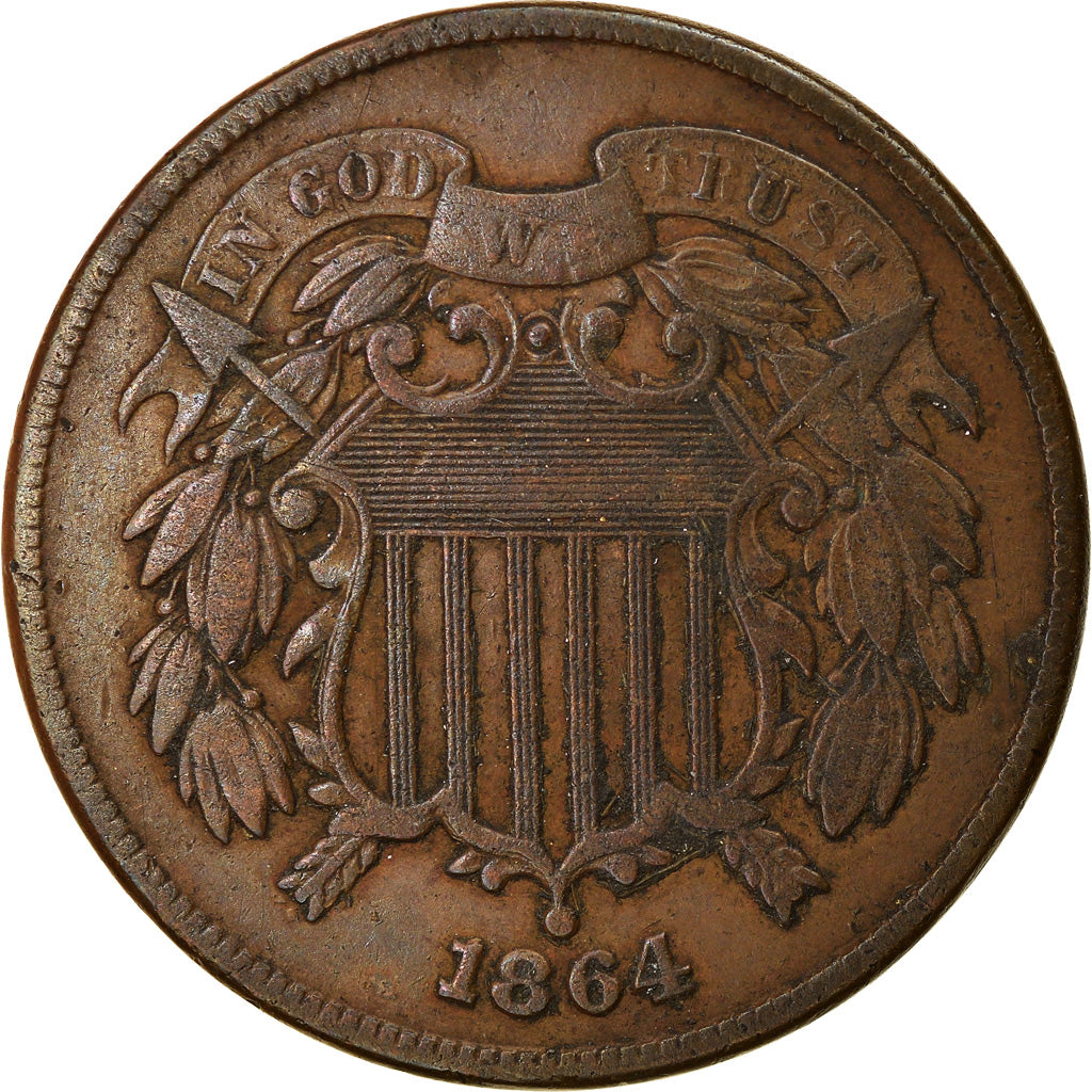 Monnaie, États-Unis, 2 Cents, 1864, U.S. Mint, Philadelphie, TTB