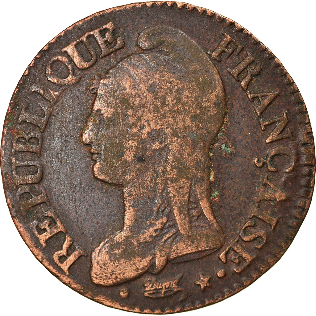 Coin, France, Dupré, 5 Centimes, AN 5, Paris, VF(30-35), Bronze, KM:640.1